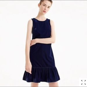 J Crew Velvet Ruffle Hem Dress